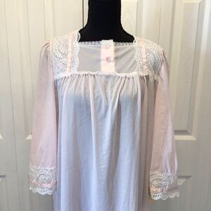 Vintage Nancy King Lingerie Pink 3/4 Sleeve Nylon Babydoll Nightgown Size Small